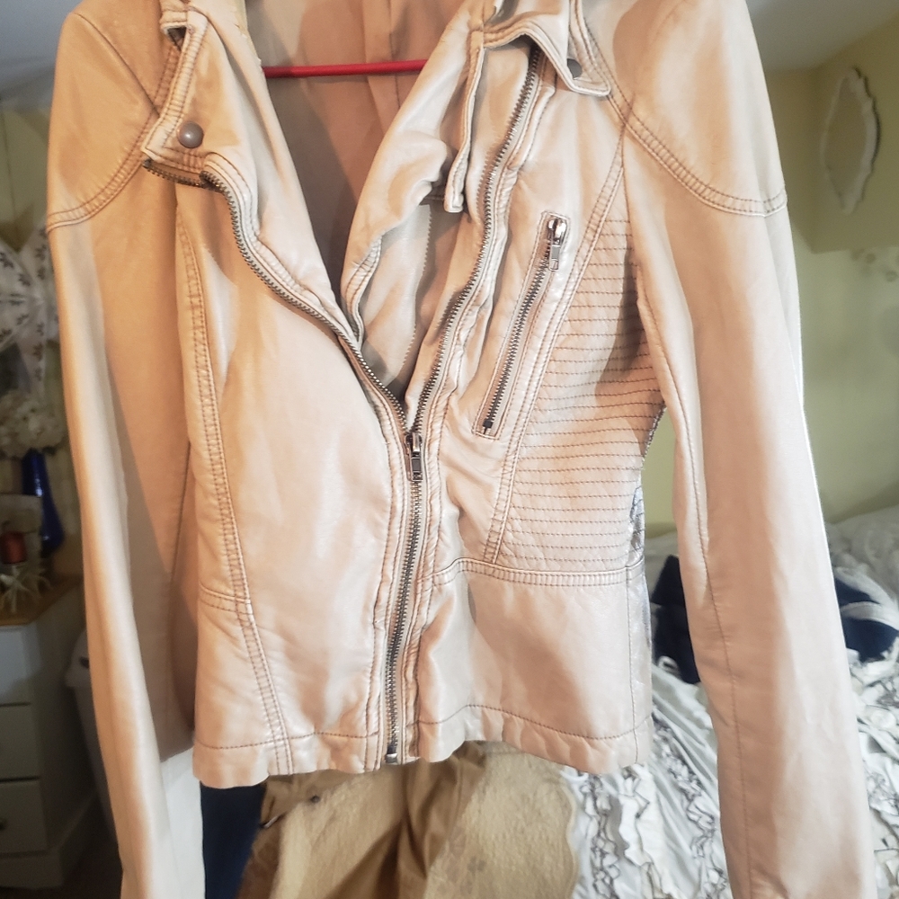 Free people cream leather jacket